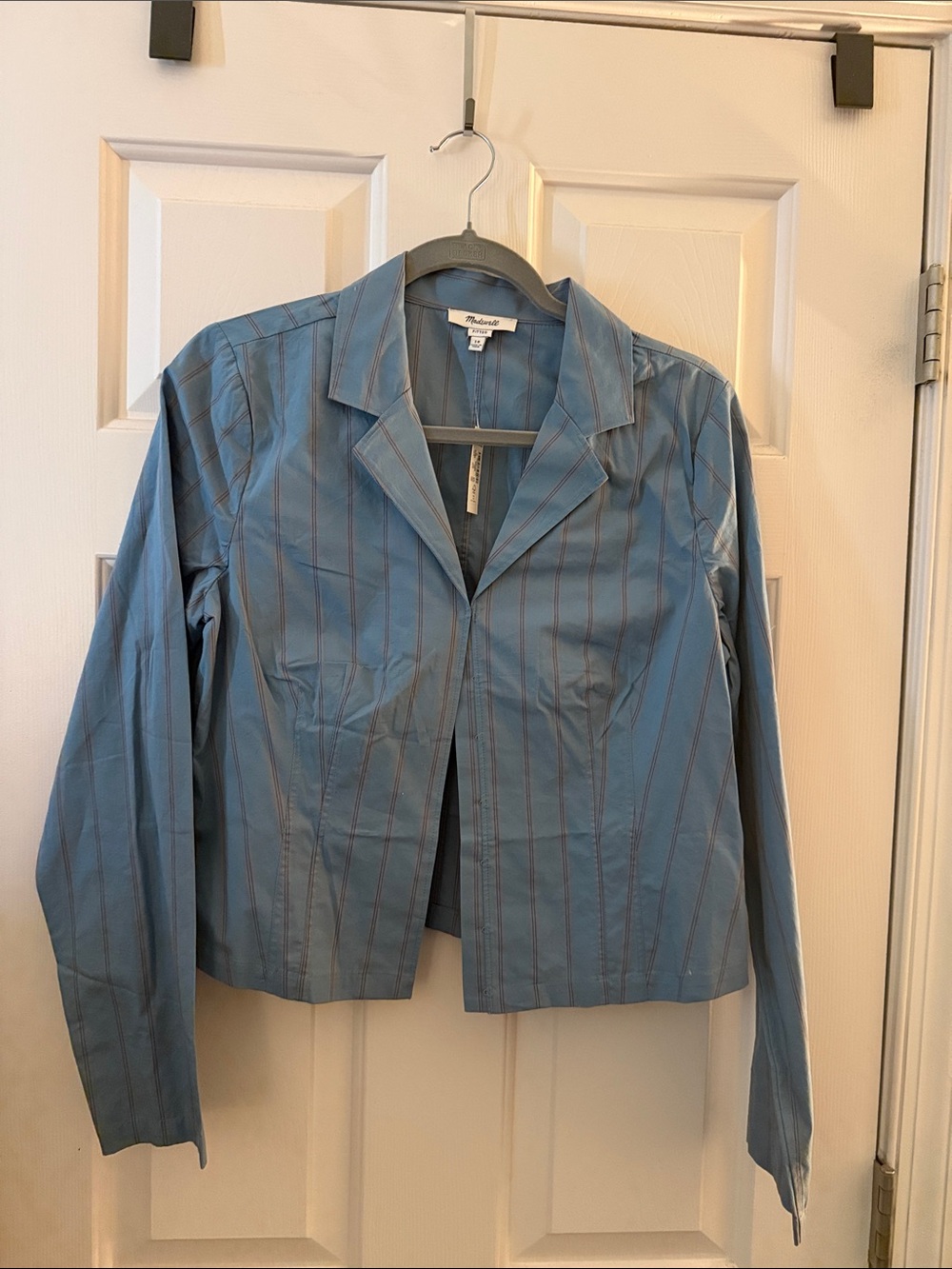 Madewell Blue Pinstripe hook and eye Blouse
